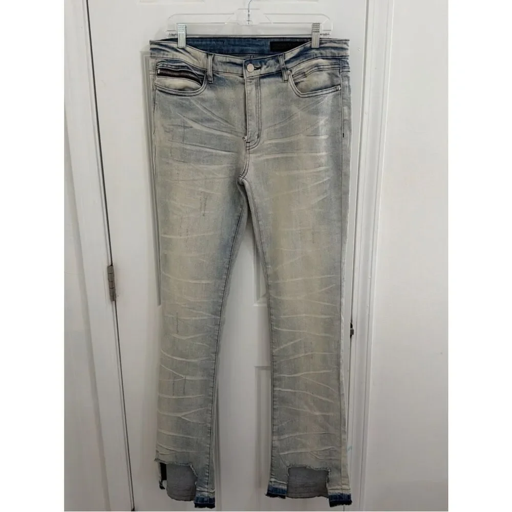 Men’s Bootcut Washed Light Blue Jeans Size 46